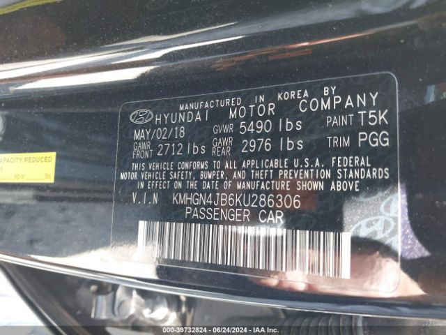 KMHGN4JB6KU286306 Genesis G80 3.3t Sport