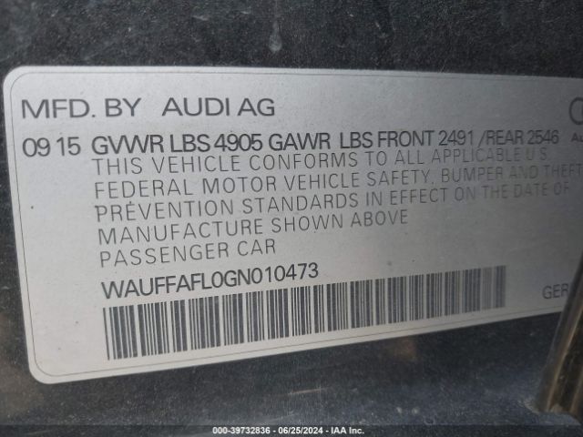 WAUFFAFL0GN010473 Audi A4 2.0t Premium