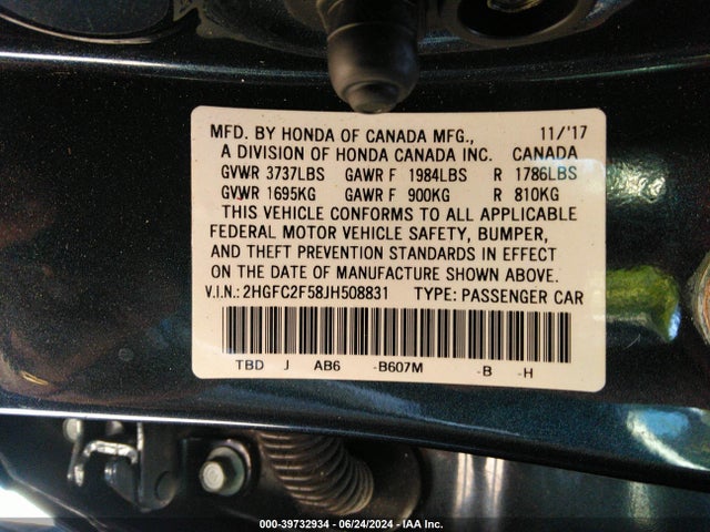 Honda Civic Lx 2018 2HGFC2F58JH508831 Image 9