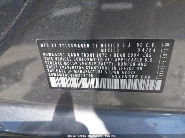 3VW4M7BU3RM074745 Volkswagen Jetta 1.5t S
