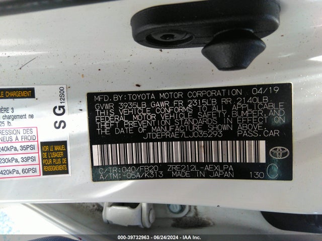 Toyota COROLLA LE 2020 JTDEPRAE7LJ035293 Image 9