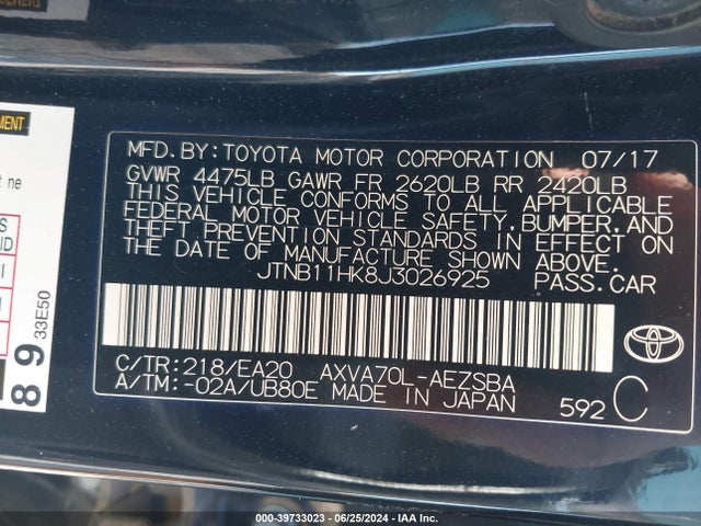 Toyota CAMRY SE 2018 JTNB11HK8J3026925 Image 9