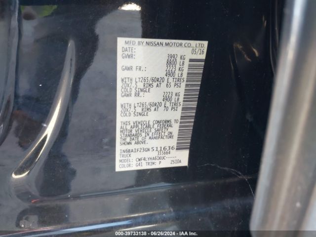 1N6BA1F23GN511636 Nissan Titan Xd Platinum Reserve Diesel