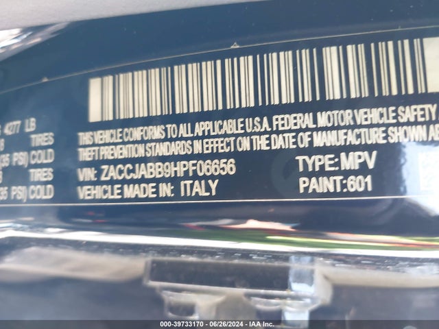 ZACCJABB9HPF06656 Jeep Renegade Altitude Fwd