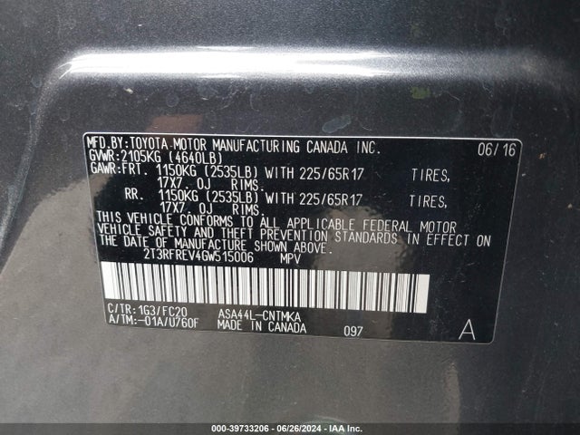 Toyota Rav4 Xle 2016 2T3RFREV4GW515006 Image 9