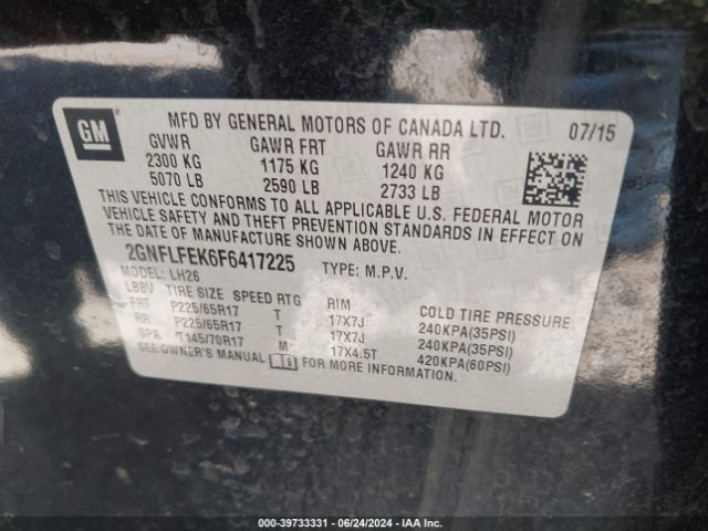 2GNFLFEK6F6417225 Chevrolet EQUINOX 1LT