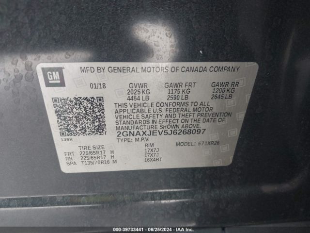 2GNAXJEV5J6268097 Chevrolet EQUINOX LT
