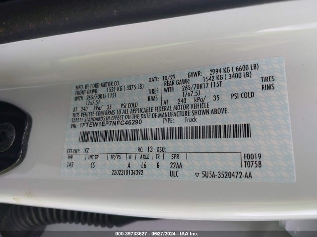 Ford F-150 Xl 2022 1FTEW1EP7NFC46290 Image 9