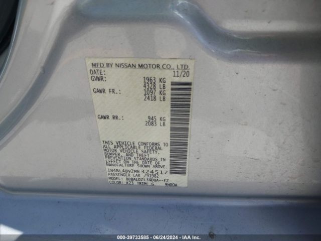 1N4BL4BV2MN324517 Nissan Altima S Fwd