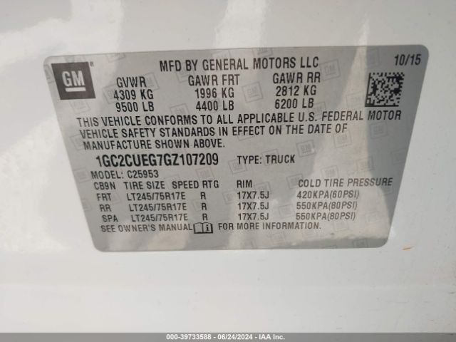 1GC2CUEG7GZ107209 Chevrolet Silverado 2500hd Wt