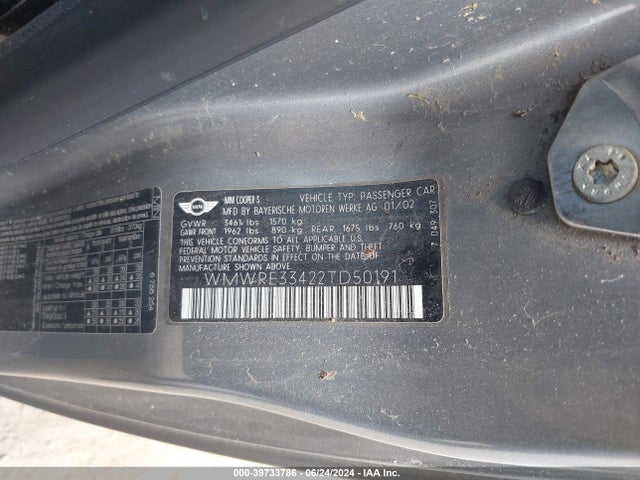 2002 MINI COOPER S WMWRE33422TD50191 Photo 8