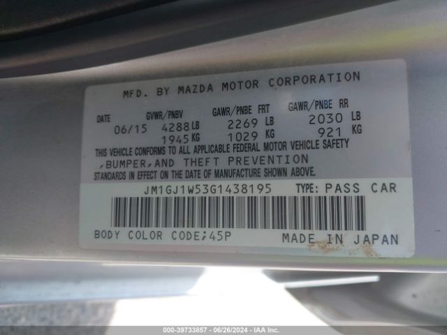 JM1GJ1W53G1438195 Mazda Mazda6 I Grand Touring