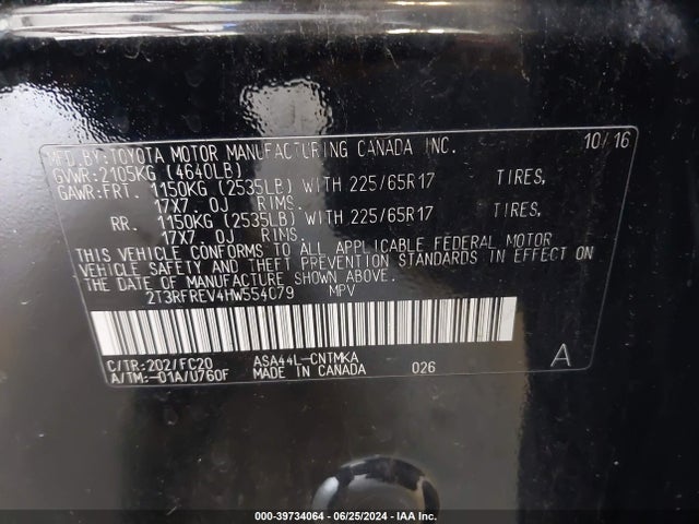 Toyota Rav4 Xle 2017 2T3RFREV4HW554079 Image 9