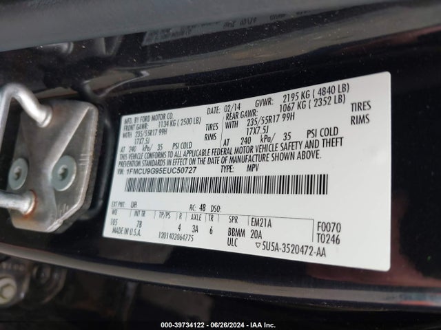 Ford ESCAPE SE 2014 1FMCU9G95EUC50727 Image 9