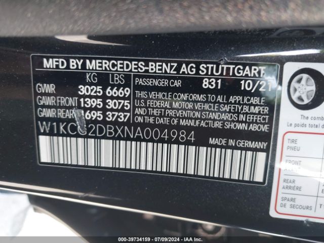 W1KCG2DBXNA004984 Mercedes-Benz EQS 450+