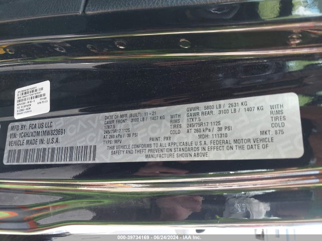 1C4HJXDM1MW823691 Jeep Wrangler Unlimited Sport S 4x4