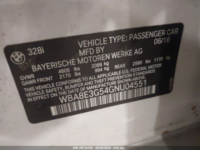 WBA8E3G54GNU04551 BMW 328i Xdrive