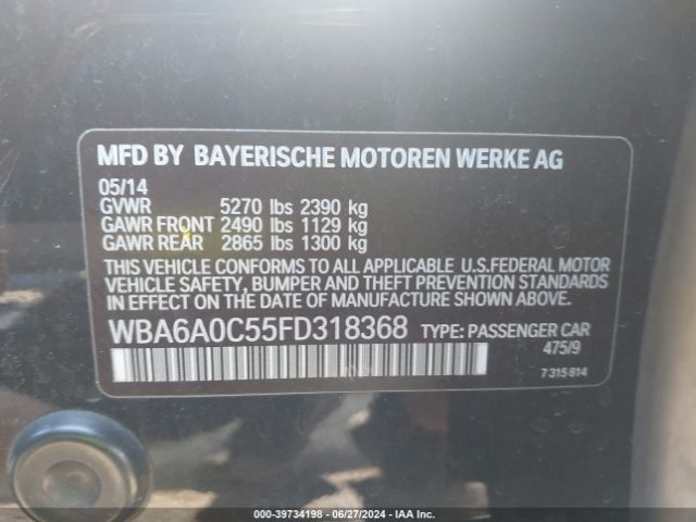 WBA6A0C55FD318368 BMW 640i Gran Coupe