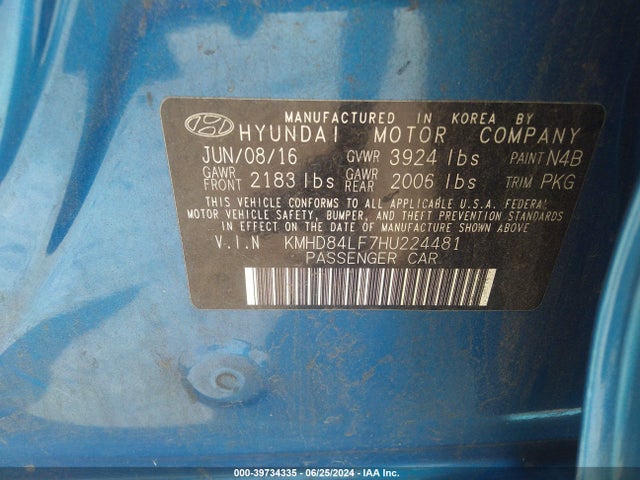 Hyundai ELANTRA SE 2017 KMHD84LF7HU224481 Image 9