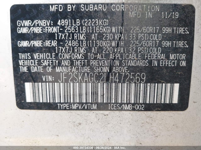 Subaru Forester Premium 2020 JF2SKAGC2LH472569 Image 9