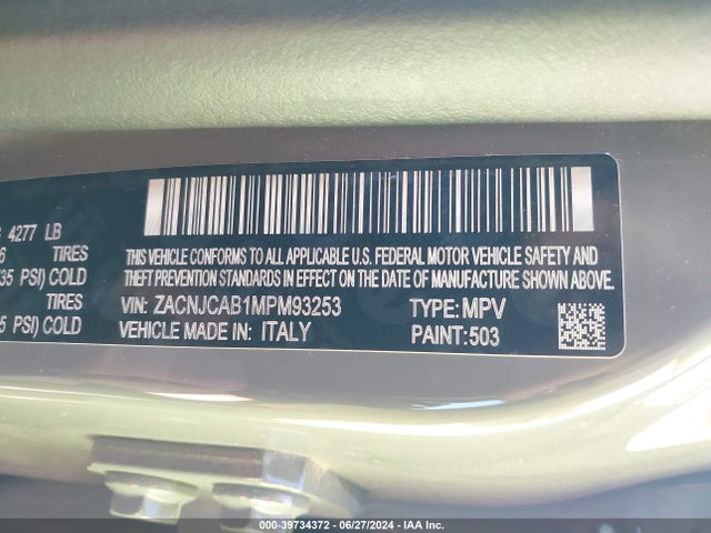 ZACNJCAB1MPM93253 Jeep Renegade Sport Fwd