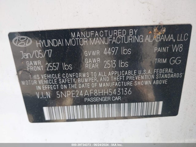 Hyundai Sonata 2017 5NPE24AF8HH543136 Image 9