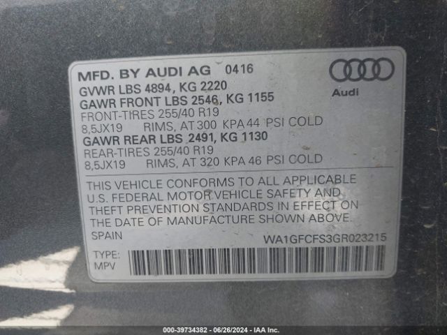WA1GFCFS3GR023215 Audi Q3 2.0t Premium Plus
