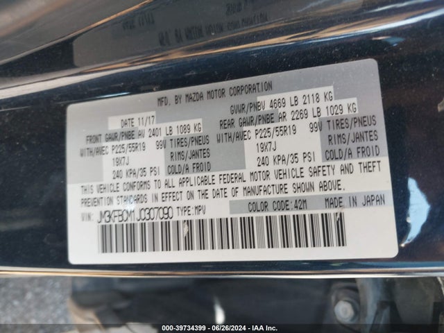 Mazda Cx-5 Touring 2018 JM3KFBCM1J0307090 Image 9