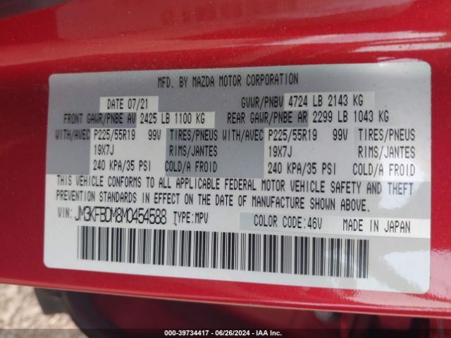 JM3KFBDM8M0454588 Mazda Cx-5 Grand Touring