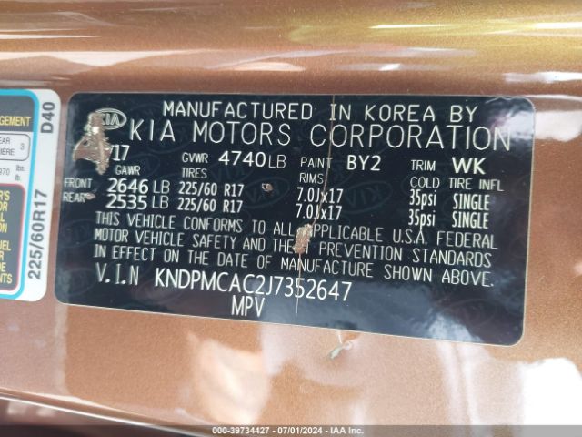 KNDPMCAC2J7352647 KIA Sportage Lx