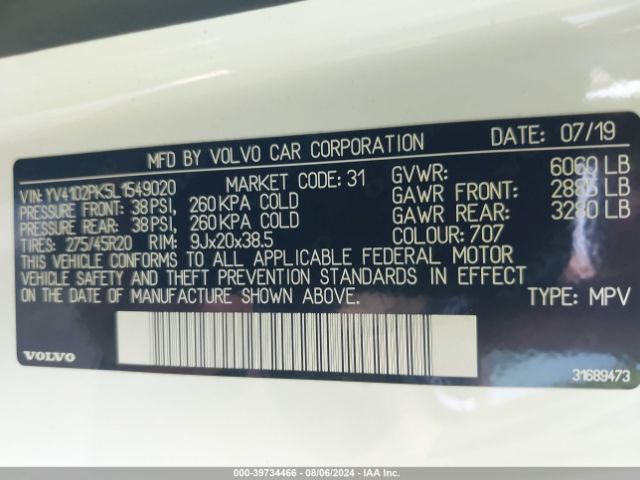 YV4102PK5L1549020 Volvo Xc90 T5 Momentum 7 Passenger