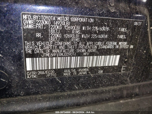 JTME6RFVXMJ009011 Toyota Rav4 Hybrid Xse
