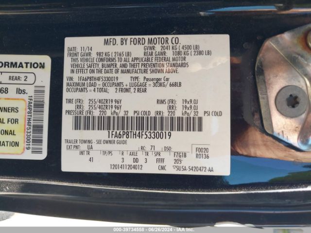 1FA6P8TH4F5330019 Ford Mustang Ecoboost