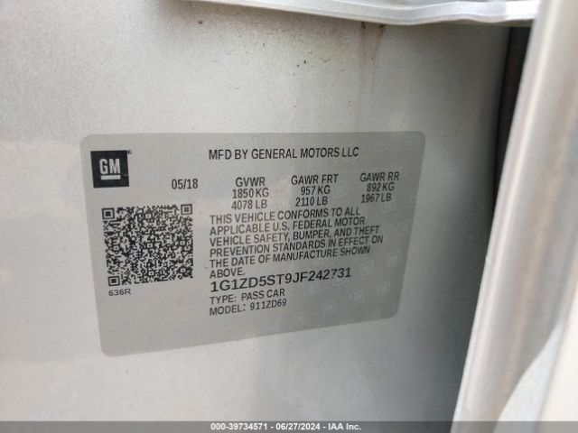 1G1ZD5ST9JF242731 Chevrolet MALIBU LT