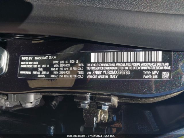 ZN661YUSXMX376783 Maserati Levante S Gransport