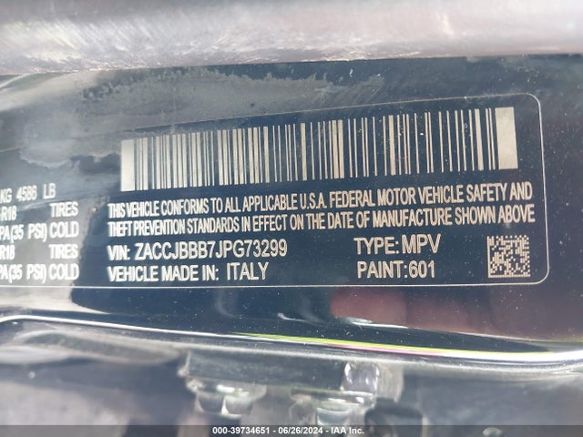 ZACCJBBB7JPG73299 Jeep Renegade Altitude 4x4