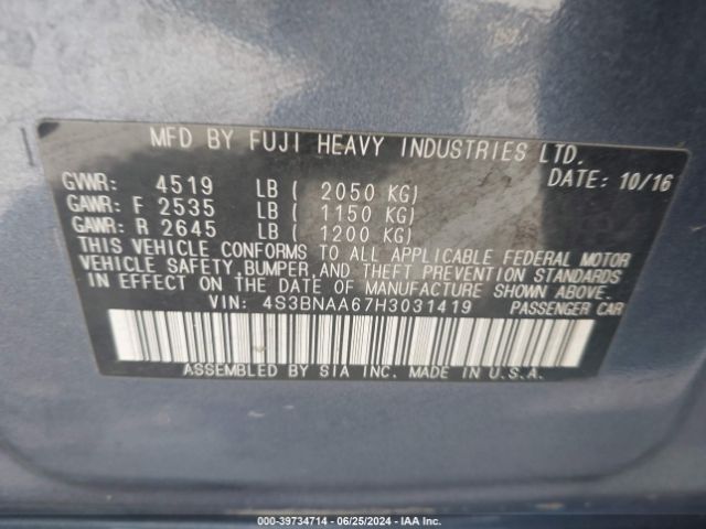 4S3BNAA67H3031419 Subaru Legacy 2.5i