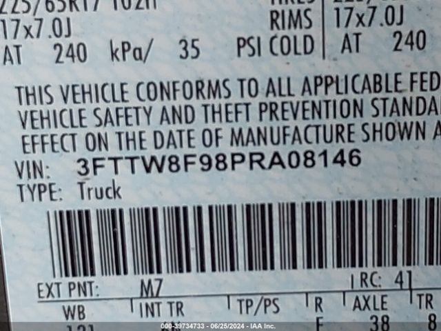 3FTTW8F98PRA08146 Ford Maverick Lariat