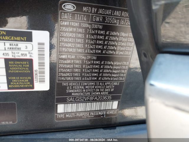 SALGS2VF8FA203635 Land Rover Range Rover 3.0l V6 Supercharged Hse