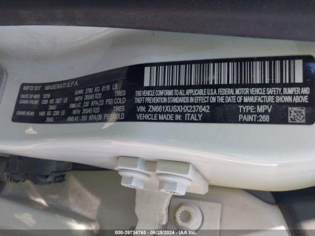 ZN661XUSXHX237642 Maserati Levante