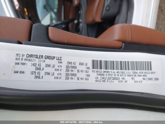 1C4RJFJG5FC685624 Jeep Grand Cherokee Summit