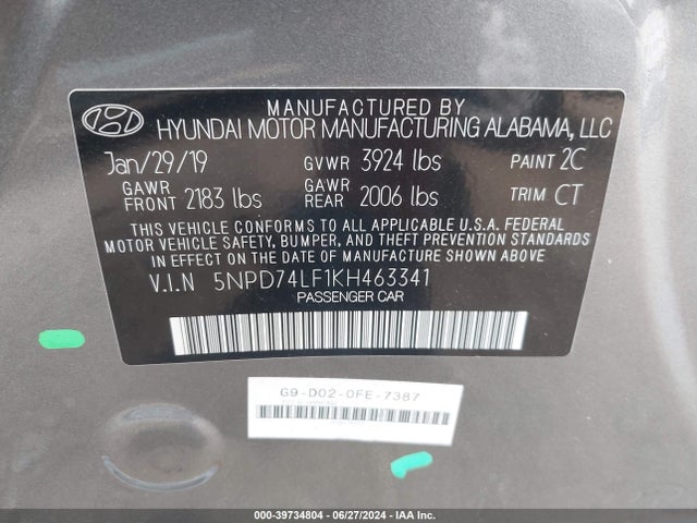 Hyundai ELANTRA SE 2019 5NPD74LF1KH463341 Image 9