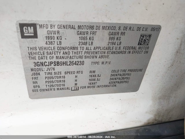 Chevrolet Trax Lt 2017 3GNCJPSB9HL264230 Image 9