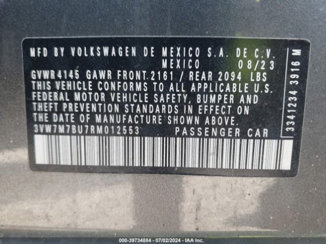 3VW7M7BU7RM012553 Volkswagen Jetta 1.5t Se