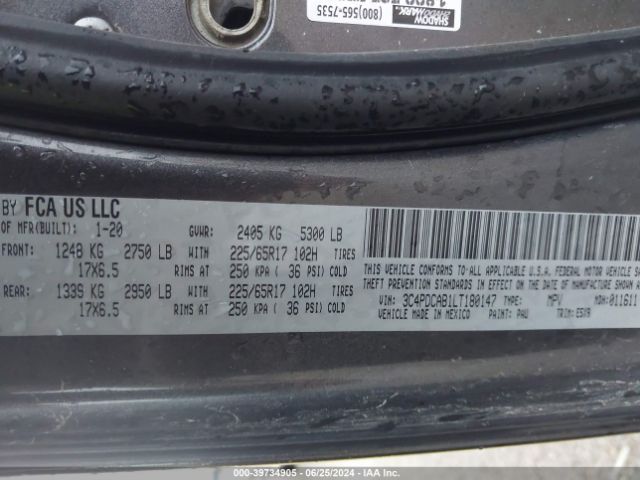 3C4PDCAB1LT180147 Dodge Journey Se Value