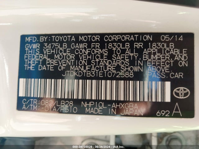 Toyota Prius C Four 2014 JTDKDTB31E1072588 Image 9