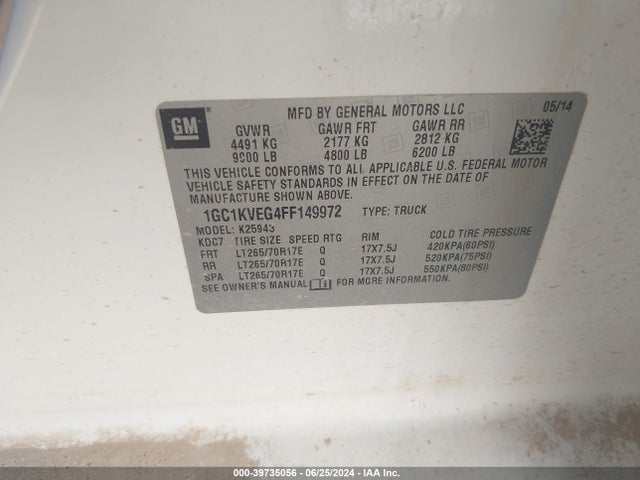 Chevrolet Silverado 2500hd Lt 2015 1GC1KVEG4FF149972 Image 9