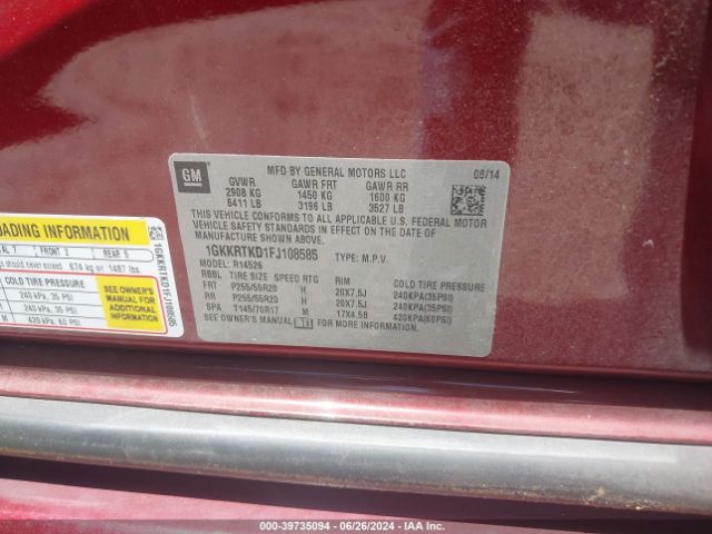 1GKKRTKD1FJ108585 GMC Acadia Denali