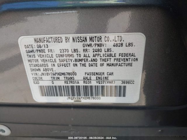 JN1BV7APXEM678000 Infiniti Q50 Premium