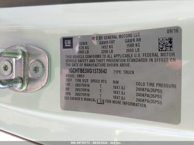 1GCHTBE3XG1373642 Chevrolet Colorado Wt